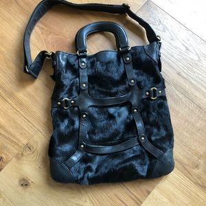 Leather/fur purse with hardware